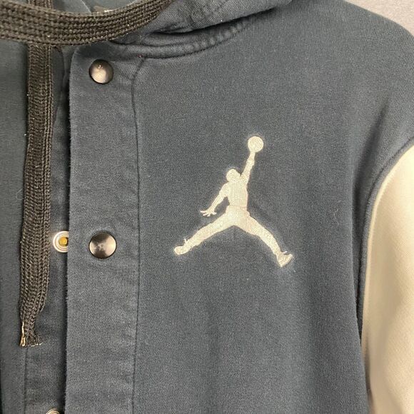 Nike Air Jordan Varsity Hoodie Sweatshirt Mens S Blue White Zip Snap Button Up - Picture 5 of 16